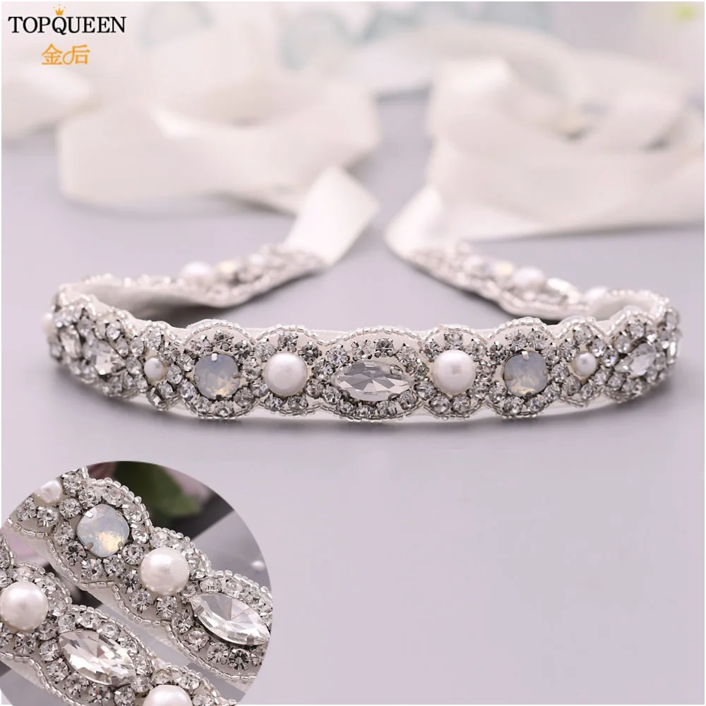 

TOPQUEEN S274 High Quanlity Bridal Belts Beautiful Women's Belts Popular Wedding Bridal Belt Opal Bridal Belt for Dresses