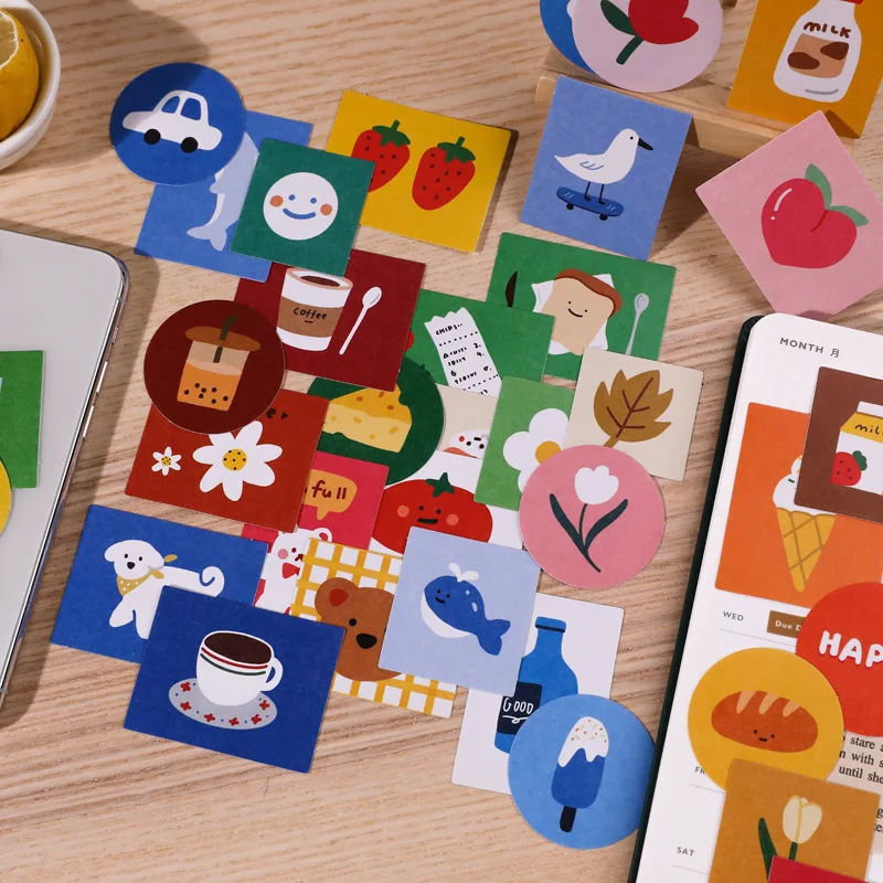 

Cartoon Fruit Flower Cute Stickers Bag 40 Sheets Kawaii Sealing Post It Mobile Phone Laptop Daily Decorative Sticker Stationery