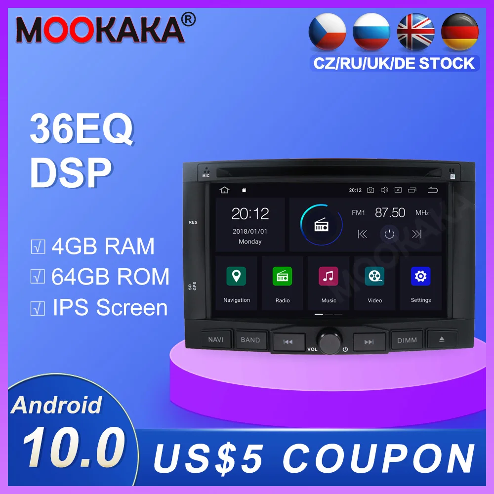 Android 10.0 4Gb 64Gb Autoradio Navigazione Gps Per Peugeot 3008/Peugeot 5008 2009-2015 Lettore Multimediale Radio Unità Principale Stereo