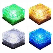 Солнечный Стекло кирпич светильник кубика льда светильник s 1/4 Светодиоды пейзаж светильник похоронены светильник стеклянные бутылка духов светильник на Рождество открытый путь