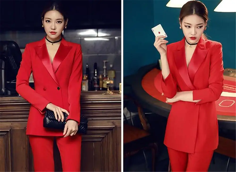 Fashion Peak Lapel Pant Suits for Women Plus Size Custom Made Ladies Pantsuit Blazer+Pants for Work Pantsuit for Wedding Party