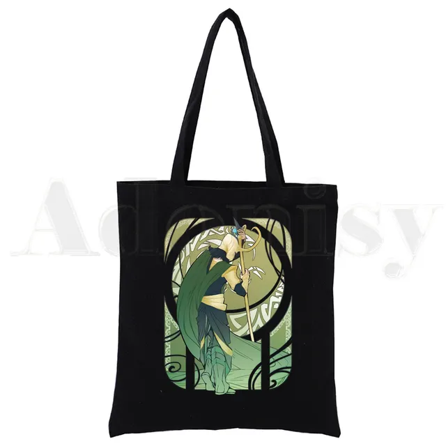 Super Hero LOKI Funny God of Mischief Reusable Shopping Bag Canvas Tote Bags Printing Eco Bag Shopper Shoulder Bags Black C