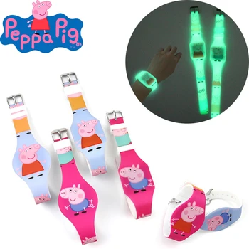 

Luminous Peppa Pig Silicone Cartoon Figure George Watch Children LED Electronic Display Watch Glows At Night Kid Birthday Gift