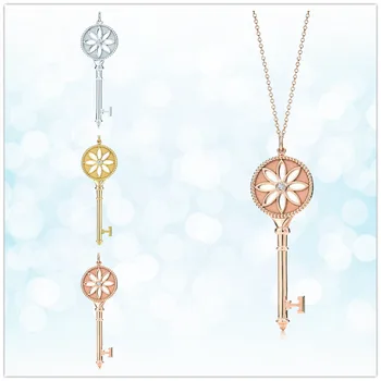 

Sterling silver 925 classic popular original fashion key charm ladies necklace jewelry