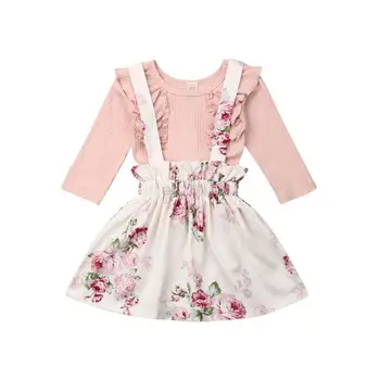 

2Pcs Kids Infant Baby Girl Floral Dress Clothes Ruffle Tops Skirt Outfits Set