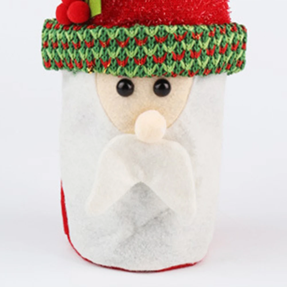 New Christmas Santa Snowman Elk Drawstring Bag Wine Bottle Cover Sleeve Table Decor
