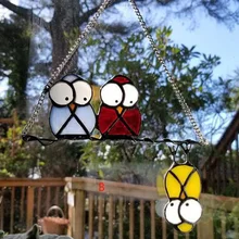 Yard Garden Art Pendant Window Hanging Owl Ornament Stained Glass Decoration Home Decor Memorial Handicrafts Gift For Good Luck