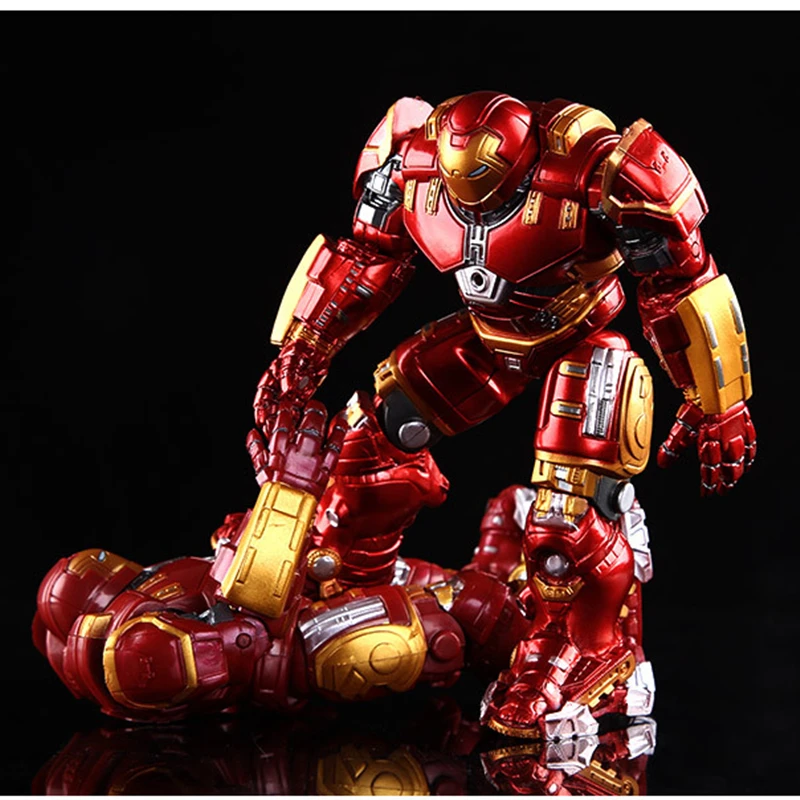 18cm Avengers 2 Iron Man Armor Joints Movable Action Figure Iron Man Hulk Buster Figures Mark with LED Light Toys Model for Kids