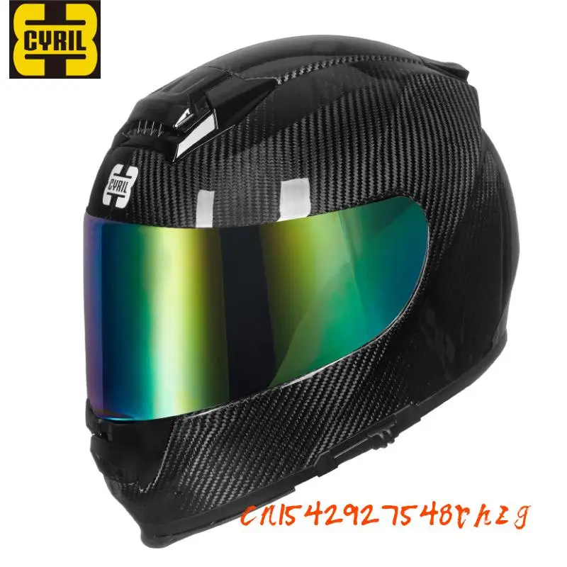 

High-quality CYRIL carbon fiber ultralight motorcycle full face helmet racing motorcycle four seasons men's and women's helmets