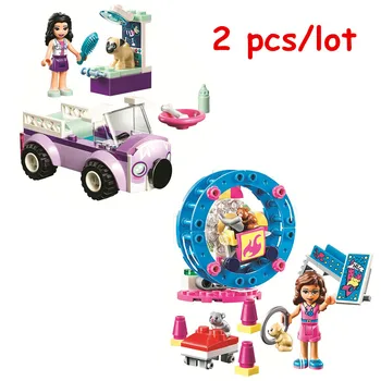 

Friends Emma’s Mobile Vet Clinic + Olivia’s Hamster Playground Building Blocks Kit Bricks Girl Model Kids Toys For Children Gift