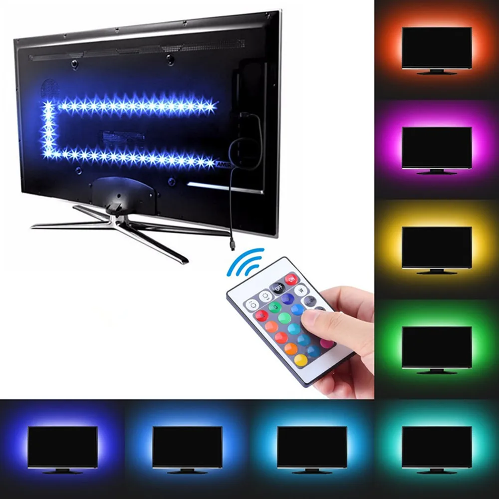 

1MLED lights with TV background wall decorative lights 24 key remote control colorful waterproof lights