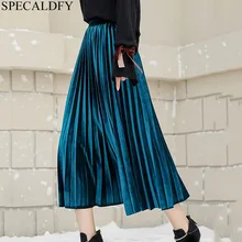 Весенне-зимняя бархатная юбка серебристого, серого, синего, черного цвета, женские длинные плиссированные юбки, женские винтажные вечерние юбки, Femme Faldas Mujer
