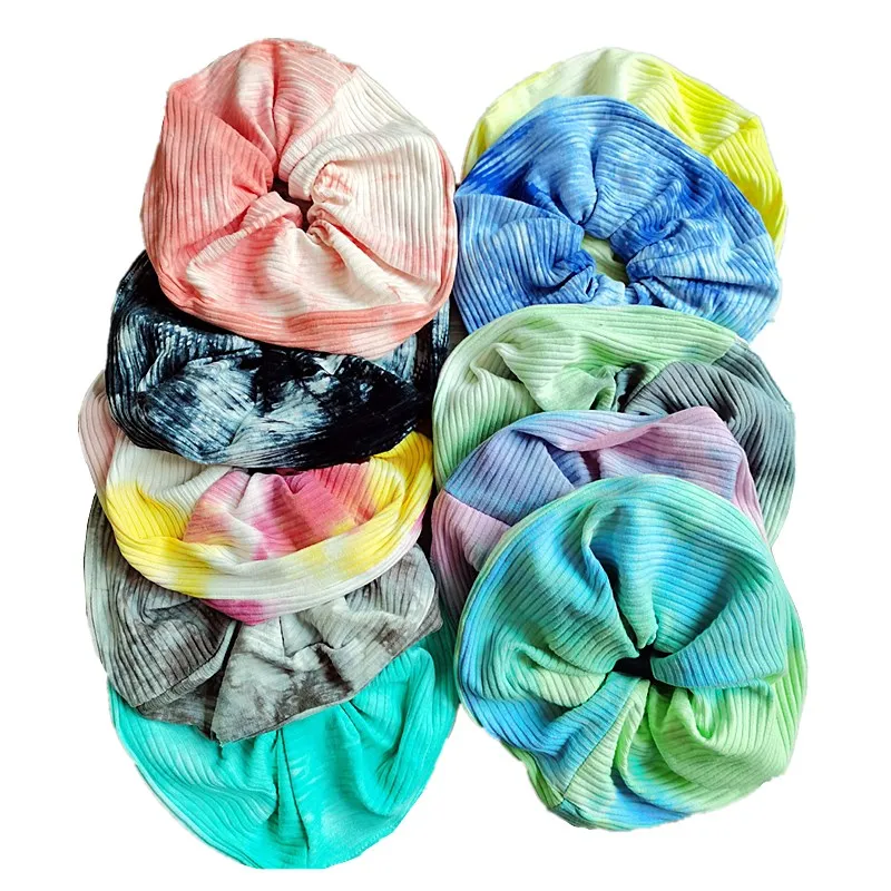 

Tie-dyed Hair Scrunchies Oversized Knitting Striped Ponytail Colorful Soft Hair Gums Retro Hair Band Personal Hair Accessories