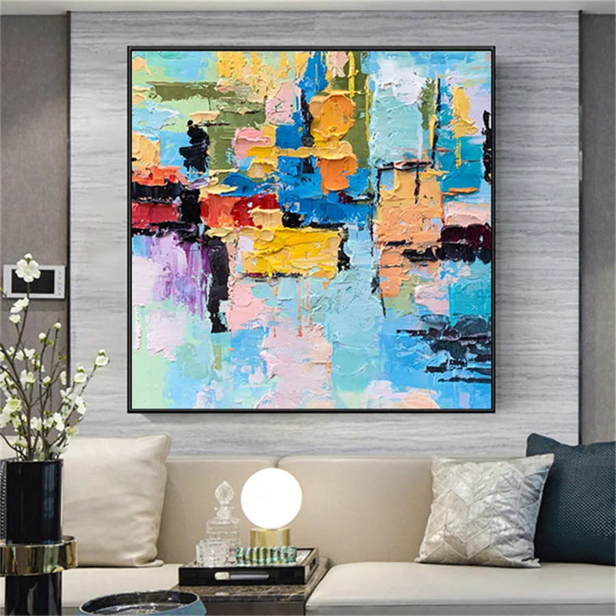 

100% Hand-Painted Knife Oil Painting On Canvas Modern Wall Art Abstract New Hanging Poster Decor Living Room Color Texture Mura