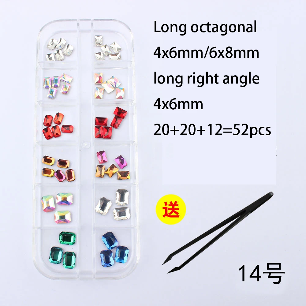 New listing 12 mesh nail art rhinestone mixed shape fancy stained glass crystal 3D nail decoration free shipping