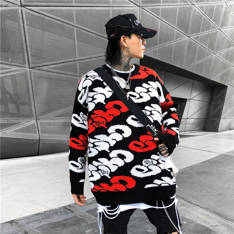 Pull Homme повседневный мужской свитер с круглым вырезом и принтом