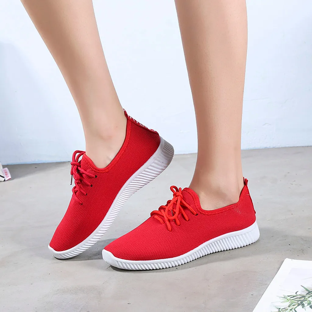 Women Sneakers Outdoor Solid Round Toe Breathable Loafers Soft Leisure Flat Running Shoes Sports Shoes Light Bottom Shoes#1007