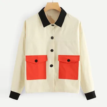 

SAGACE Loose Jacket Women Casual Jacket Hooded Windbreaker Jacket winter autumn Jackets Size Long Sleeve Outerwear splice