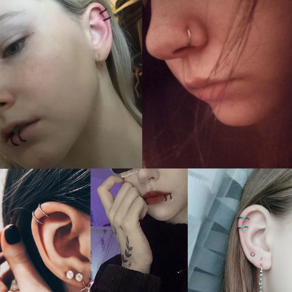 Fake Nose Ring Hoop Nose Septum Rings Stainless Steel Magnet Nose Punk Fake Piercing Body Jewelry Hip Hop Rock Ear clip Jewelry