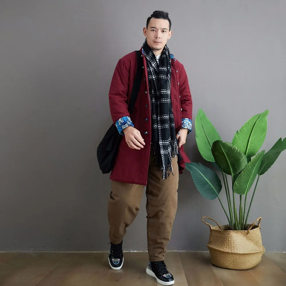 LZJN 2019 Winter Warm Men Thick Pants Double Layer Quilted Casual Pockets Male Winter Joggers Drawstring Cotton Linen Trousers (19)