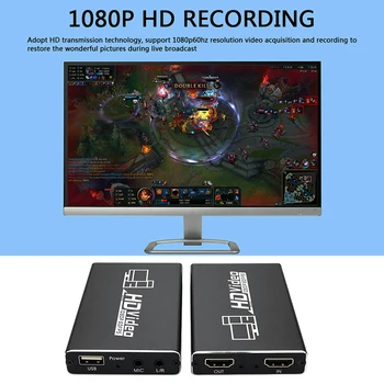 

HDMI to USB 2.0 Video Capture Card 1080P Digital Recorder Broadcast Live Streaming Video Recording Box with MIC Input