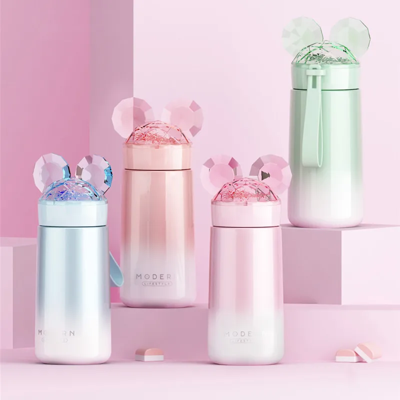 

XW mi qi Shimmering Powder of Insulated Cup Harajuku Soft Pink Student Portable Portable Bottle INS Fashion Gift Cup