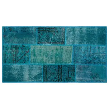 

Handmade Turquoise Vintage Overdyed Patchwork Area Rug 080x150 Cm-2'7''X4'11''