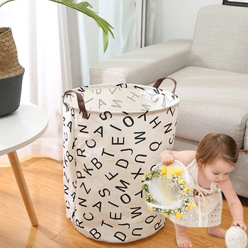 

1pc Folding Laundry Basket Round Storage Bin Large Hamper Collapsible Clothes Toy Laundry Holder Organizer Container 40x50cm