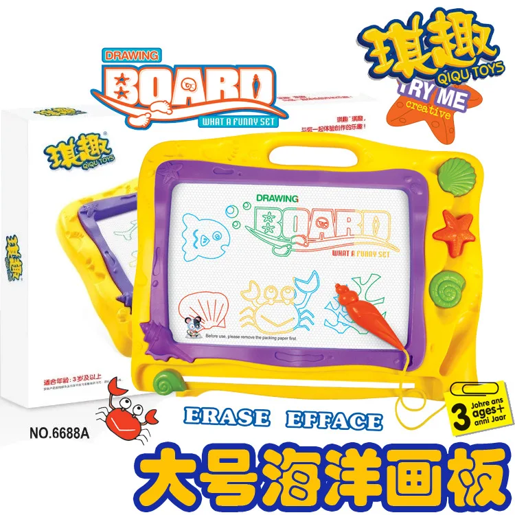 

Qiqu toys Large Size Oceans Sketchpad Color Magnetic Drawing Board CHILDREN'S Hole-Scrubbing song hua Write Message Board Send S