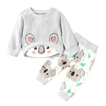 

Hot Cotton 2pcs Newborn Girls Clothes Cute Cartoon Baby Boy Clothes Tops Pants Outfit Suits Baby Tracksuit Set