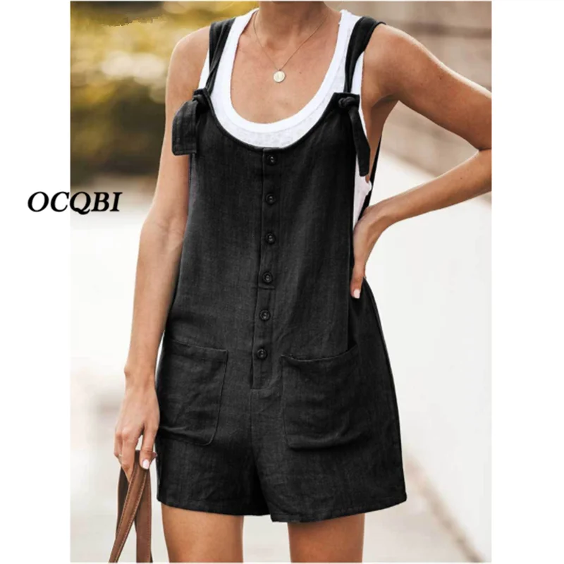 

Plus Size Women Jumpsuits 2019 Summer Casual Fashion Sexy Korean Pockets Jumpsuits