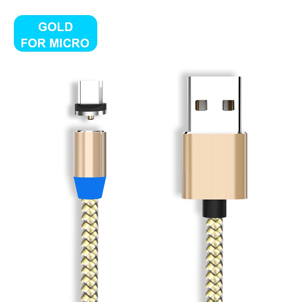 Vanniso 1 м 2 м Магнитный Micro USB кабель для iPhone samsung A50 Xiaomi Мобильный телефон Быстрая зарядка usb type C кабель магнит зарядное устройство - Цвет: Gold for Micro