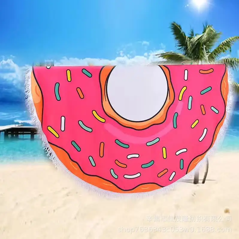 

Round Beach Towel Printed Beach Mat Tassels Shawl Casual Blanket Yoga Mat