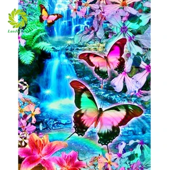 

LaoJieYuan Diamond Embroidery Butterfly Cross Stitch DIY Diamond Painting home Diamond Pebble round Decoration
