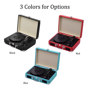 

Portable Turntable Record Player Classic Suitcase Style 3 Speed Record Player with Stereo Speakers Basic Version