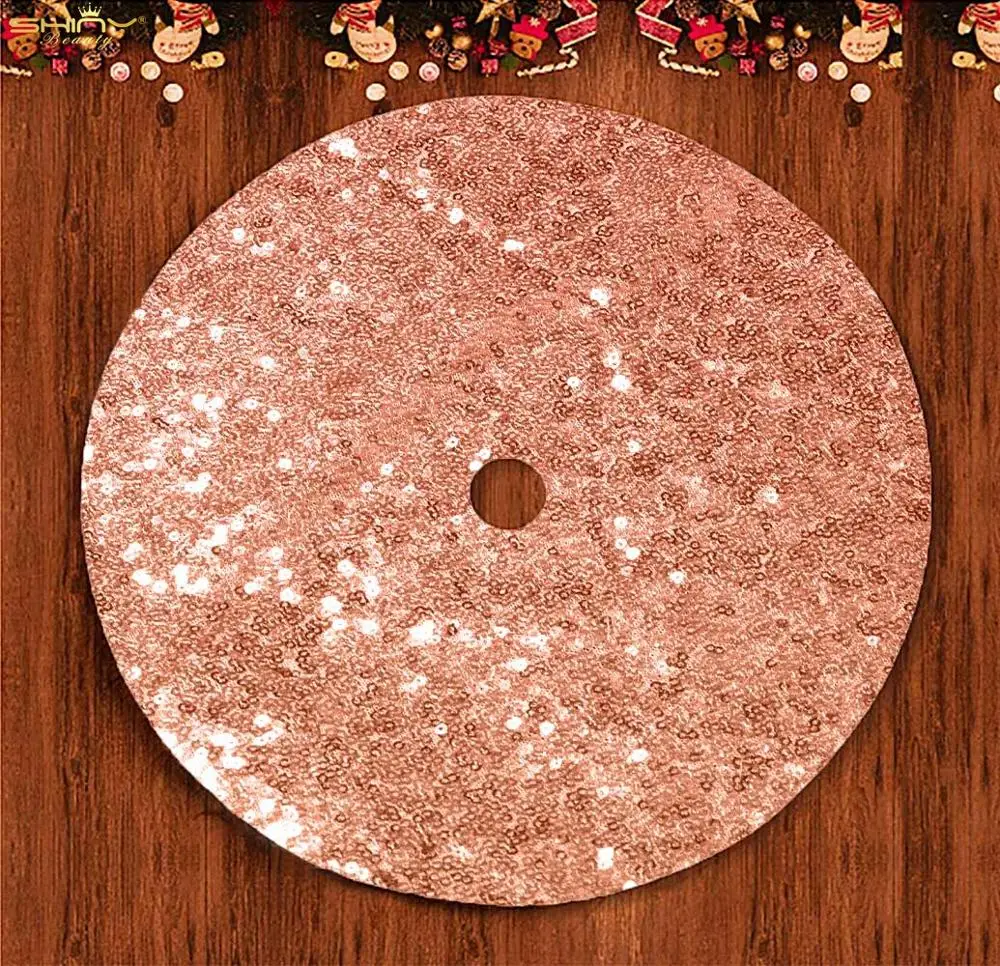 Rose Gold Бирюзовые юбки для рождественской елки, 48 дюймов, сверкающая юбка для маленькой елки, рождественская елка, Decorations-M1023 - Цвет: Rose Gold