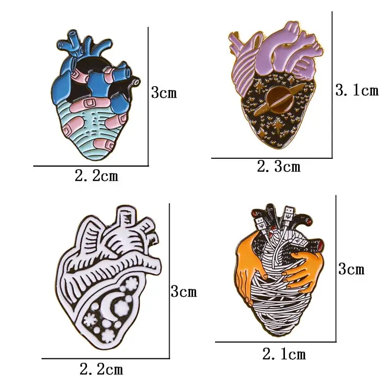 Heart Pin Badges Punk Icon Backpack Set Enamel Brooch Metal Badge Clothes Accessories Jewelry Gift Lapel Pin Bags