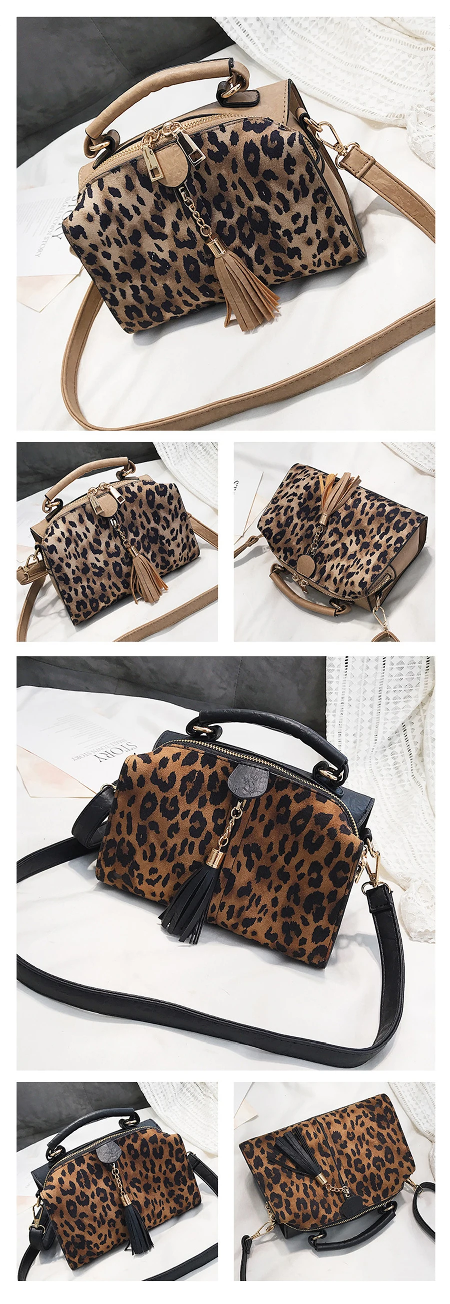 Роскошные женские сумки с леопардовым принтом, Модные леопардовые маленькие сумки с клапаном, шикарные сумки с кисточками на молнии, женские сумки через плечо, дамские сумочки