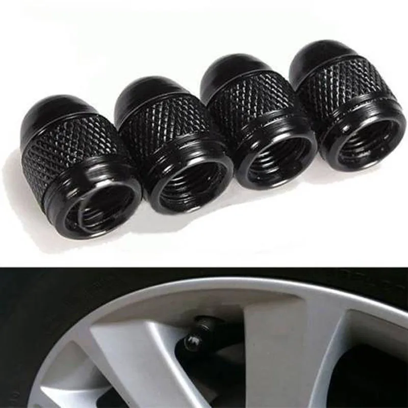 

4PCs Black Tire Wheel Valve Caps Aluminium Alloy Tire Tyre Rim Valve Stem Cap Prevent Leakage Car Accessories For Car Truck
