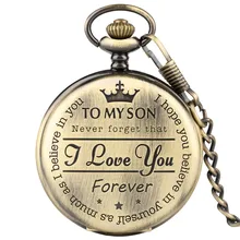 Цена 20 шт./лот античная бронза/серебро/золото/черный для моего сына дизайн кварцевые карманные часы подарки на день рождения для детей