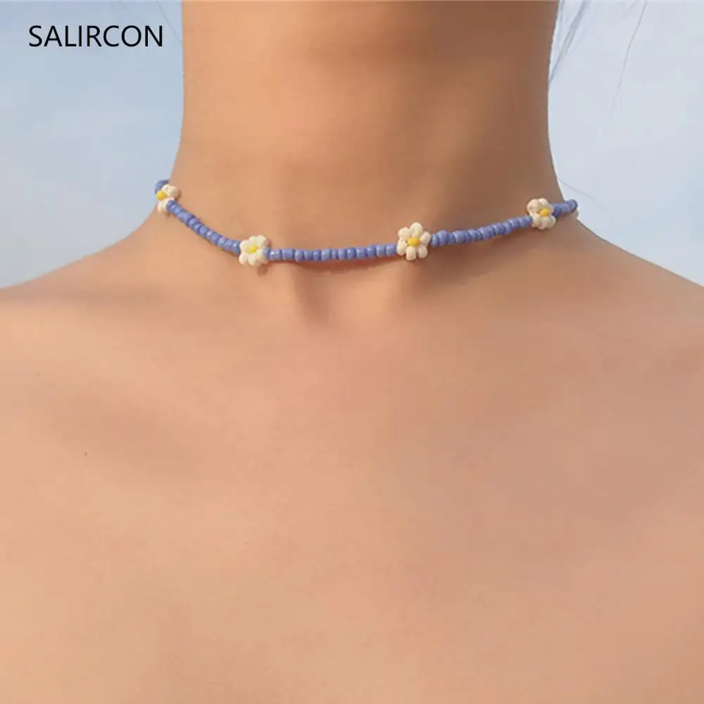 Ожерелье Salircon в стиле бохо женское чокер с маленькими цветами и маргариткой