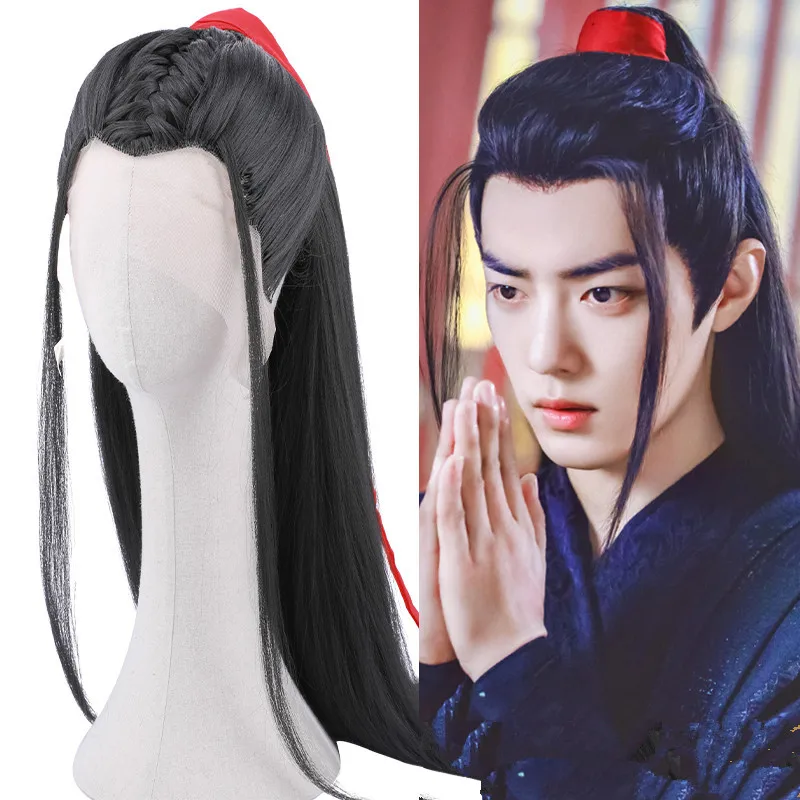 Fluffy Style Chen Qing Ling Cosplay Hair Classic Warrior Swodsman Hair Products Antique Hanfu Men Halloween Dress Up