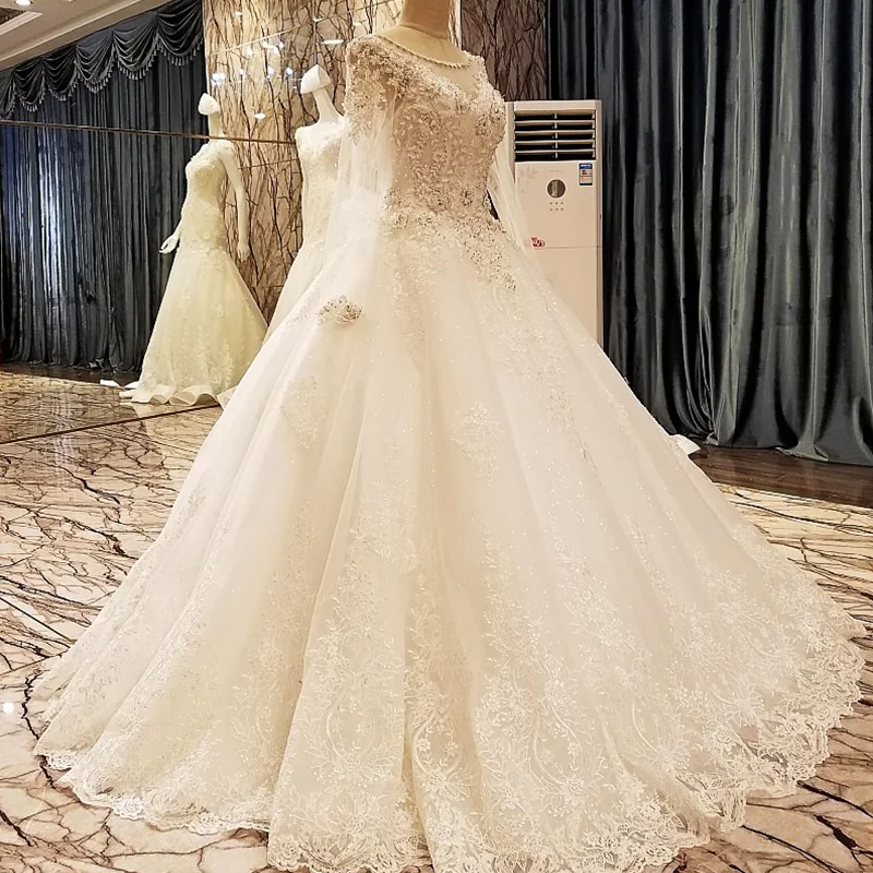 LS99064 элегантное кружевное свадебное платье бальное с кристаллами Свадебные