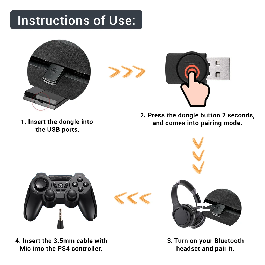 Wireless Bluetooth v4.0 Dongle USB 2.0 Adapter for PS4