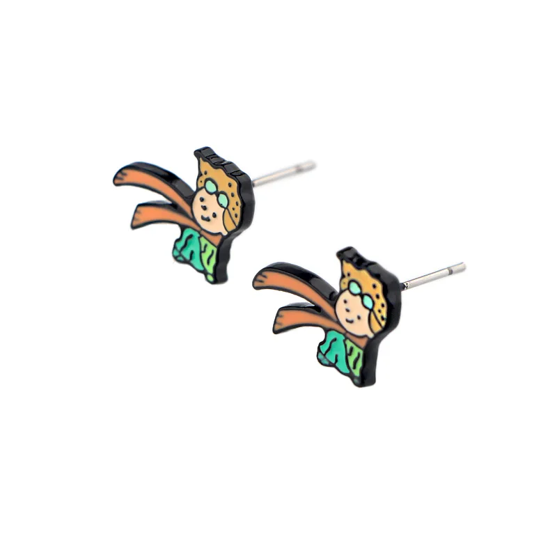 K629 Le Petit Prince and Fox милые аниме из мультфильмов серьги-гвоздики для женщин дети эмаль пирсинг серьги ювелирные подарки для девочек