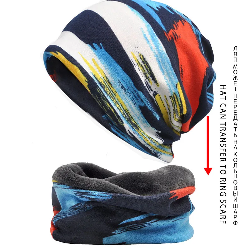 

1PC New Style Knitted Winter Hats for Women Print Beanies Hat Female Ring Scarf Hip Hop Skullies Gorros