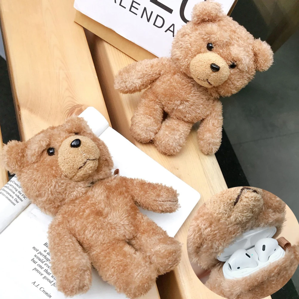 

Cute plush teddy bear Earphone Case for Airpods Case Carry Case Wireless Headphone Case Protective Cover for Airpods 2 1 Air pod
