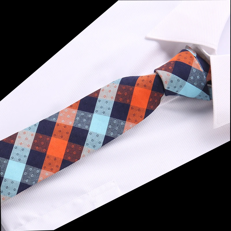 

New Design Brand Necktie Cotton Skinny Ties For Men Stripe Plaid Slim Gravatas Business Formal Accessories Wedding Necktie
