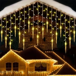 Christmas Icicle Lights Window Curtain Fairy Lights Led Garden Twinkle Light 96 LED 8 Mode For Party Holiday Wedding Decoration