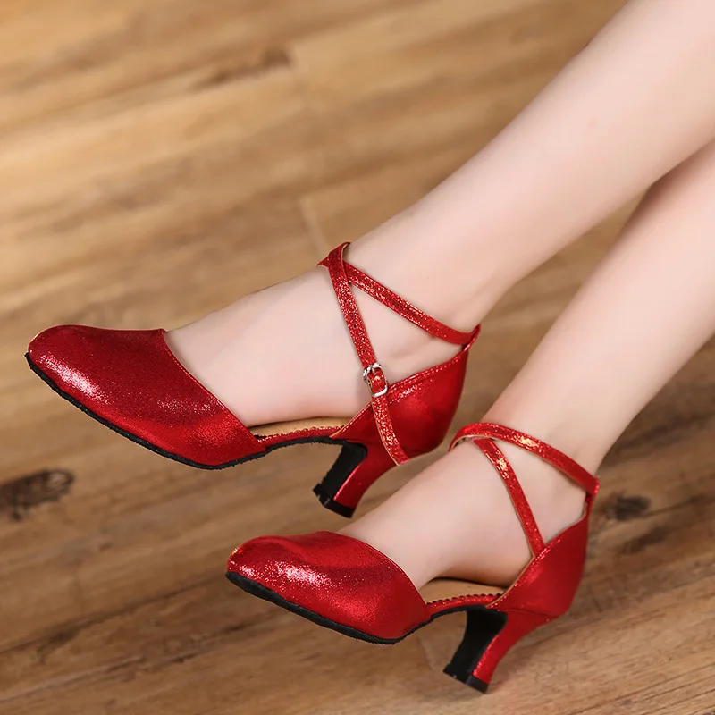 Women Dance Shoes High Heel Ballroom Tango Modern Soft Outsole